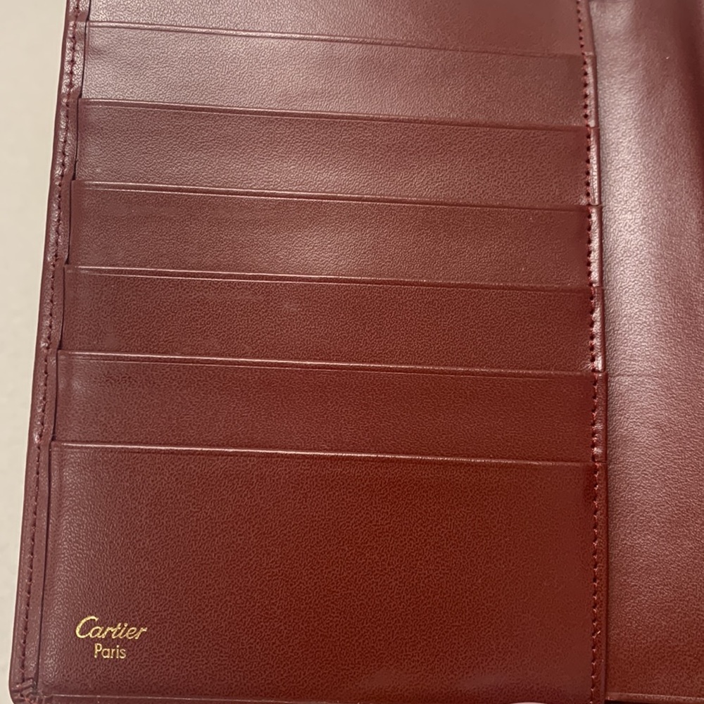 Sold❌AUTHENTIC MUST DE CARTIER TRI-FOLD FRENCH STYLE WALLET BORDEAUX LEATHER - Picture 10 of 17